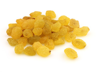 Raisins on a white background