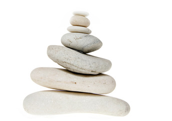 Fototapeta na wymiar Stack of white stones balancing isolated on white