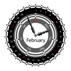Creative idea of design of a Clock with circular calendar for 20