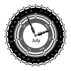 Creative idea of design of a Clock with circular calendar for 20