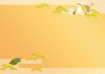 紗綾形・霞に鶴亀の背景