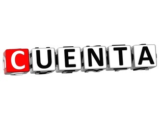 3D Cuenta Block Text on white background