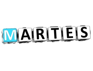 3D Martes Block Text on white background