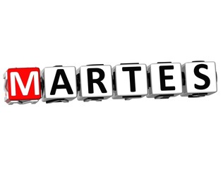3D Martes Block Text on white background