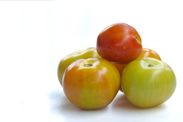 tomato on the white ground.