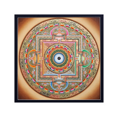Inner part of ancient tangka Ohm Mandala on white