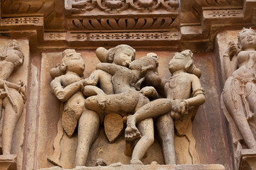 Stone carved of the temple in Khajuraho, India