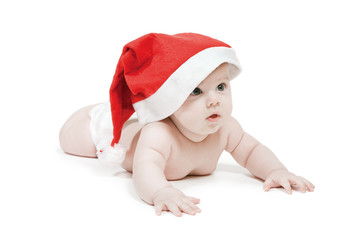 child in a hat of Santa Claus