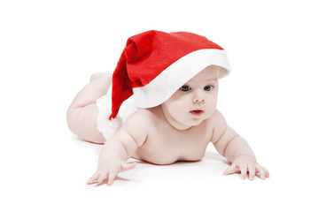 child in a hat of Santa Claus