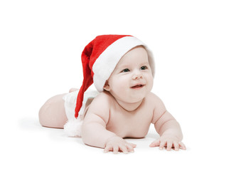 child in a hat of Santa Claus