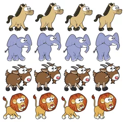 Fotobehang Animal Walking-animaties. 4 frames in lus x karakter © ddraw