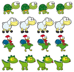 Naklejka premium Animal Walking animations. 4 frames in loop x character