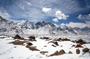 Everest Himalayan Range, view from Khumbu valley, Nepal