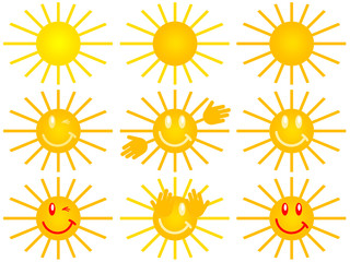 symbols of sun on a white background