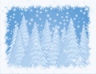 Obraz premium Snowy Pine Forest Winter Background Holiday Christmas Vector Cartoon Graphic Illustration