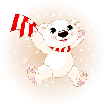 Cute Polar Bear jumping
