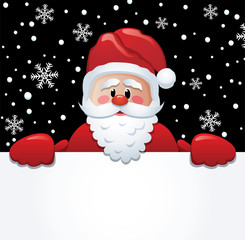 santa holding blank paper for your text, vector