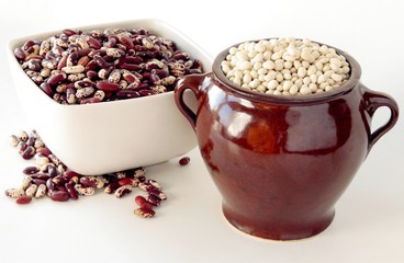 red and white seeds of bean