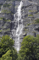 Waterfall in the Lauterbrunnen Valley in Switzerland