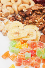 Banana chips with nuts and dried fruit