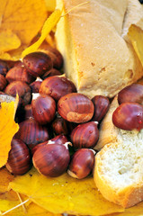 Pane castagne e foglie gialle