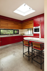 interior,red kitchen