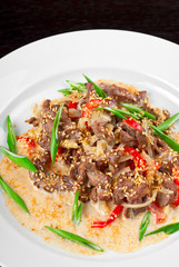 sliced beef roasted with vegetables