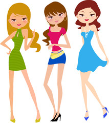 three fashion girls