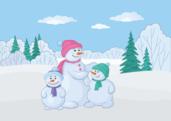 Snowmens mother and children