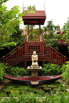 Traditional Thai house, rural area of Ampawa Floating Market, Th