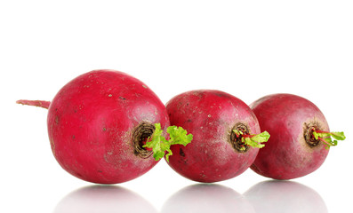 Fresh radishes isolated on white