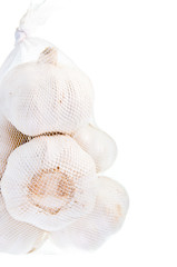 A bag of garlic close up