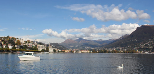 Panoramic view of Lugano in Switzerland