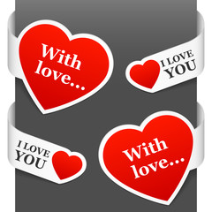 Left and right side signs - With love and I love You. Vector.