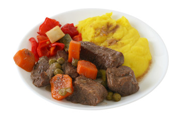 beef stew with mashed potato