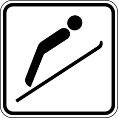 Skispringen Skifliegen Schild Zeichen Symbol Grafik