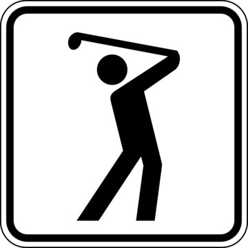Golf spielen Golfplatz Schild Zeichen Symbol Grafik