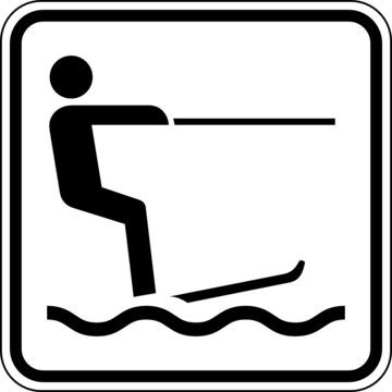 Wasserski fahren Schild Zeichen Symbol Wassersport