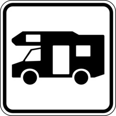 Wohnmobil Reisemobil Camping Schild Zeichen Symbol