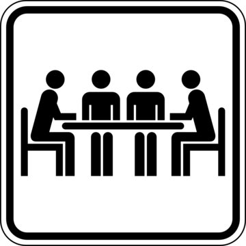 Restaurant Tisch Gespräch Meeting Schild Zeichen Symbol