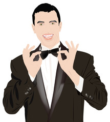 Portrait the man in a classical tuxedo