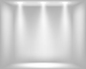 Abstract light grey background with spotlights