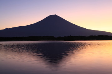 Mt. Fuji over Lake Tanuki at dawn