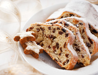 Christmas Stollen with icing sugar