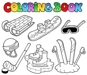 Photo sur Plexiglas Pour enfants Coloring book winter sports gear
