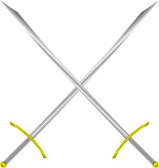 Two crossed swords on white