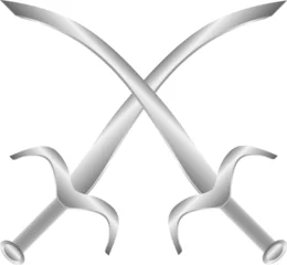 Foto op Plexiglas Two crossed arabic swords on white on white © konstan