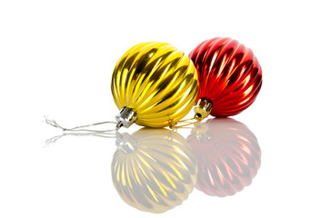 Christmas baubles isolated on the white