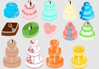 Wedding cakes set