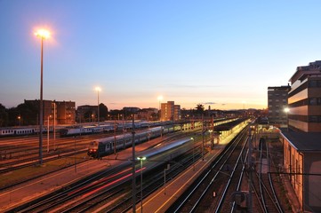 Brescia railroad station at dusk